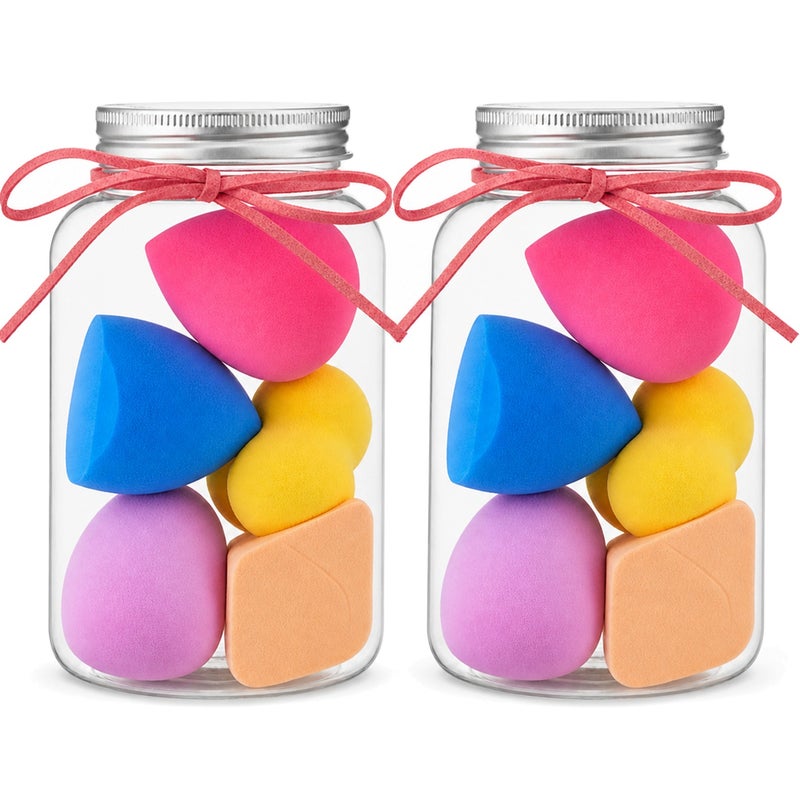 Me Now Makeup Sponge Set with Storage Jar Multi Shape Beauty Blender Sponges for Foundation Concealer Powder Cream Makeup Wet and Dry Use Soft Reusable Cosmetic Puff Set for Face Makeup (10 Pcs / 2 Jar) - Image 1