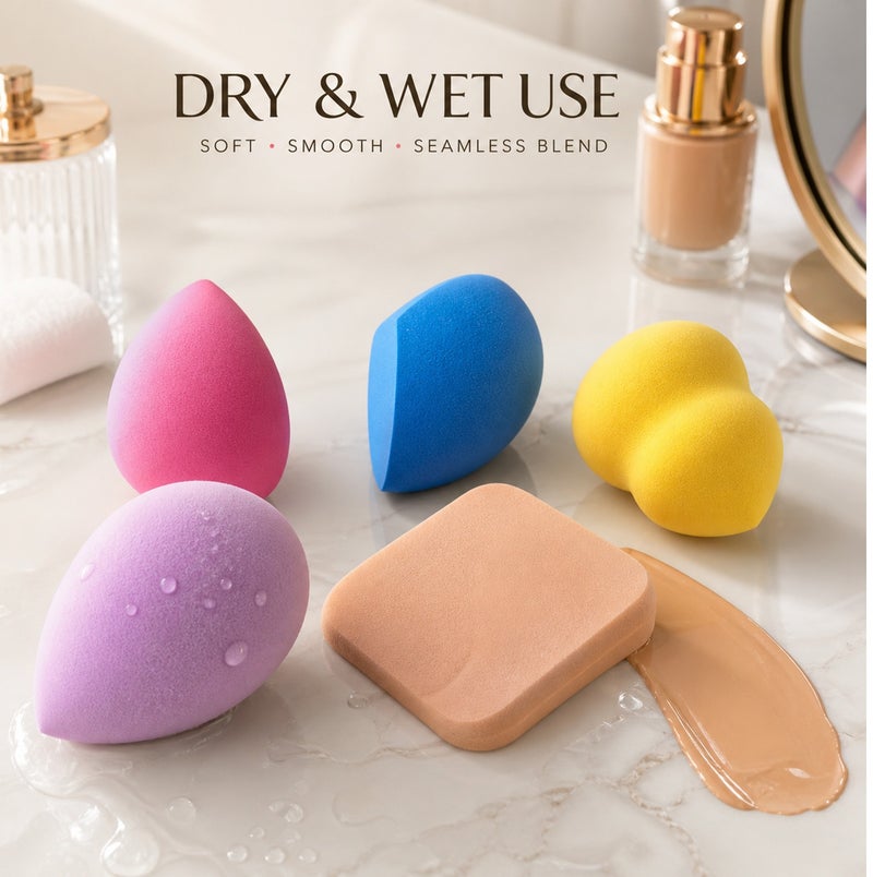 Me Now Makeup Sponge Set with Storage Jar Multi Shape Beauty Blender Sponges for Foundation Concealer Powder Cream Makeup Wet and Dry Use Soft Reusable Cosmetic Puff Set for Face Makeup (10 Pcs / 2 Jar) - Image 5