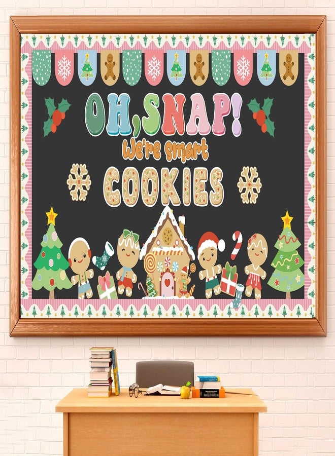 ojustbeok Christmas Gingerbread Bulletin Board Decoration Winter Bulletin Board Set Decor Christmas Tree Gingerbread House Man Cutouts for School Classroom Home Chalkboard Wall Xmas Holiday Party Supply - Image 1