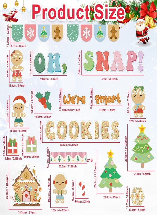 ojustbeok Christmas Gingerbread Bulletin Board Decoration Winter Bulletin Board Set Decor Christmas Tree Gingerbread House Man Cutouts for School Classroom Home Chalkboard Wall Xmas Holiday Party Supply - Image 2