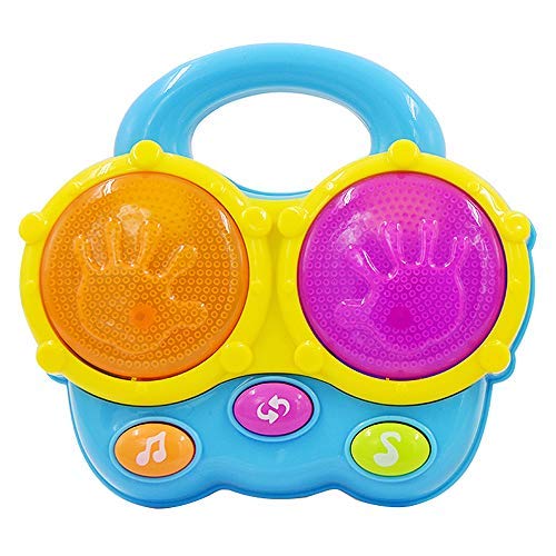 WEofferwhatYOUwant Baby Bongo Drums Baby Music Instrument Play Along Realistic Bongo Sounds Childhood Songs Bedtime Projector Lights Portable Travel Size for Babies 6 Months