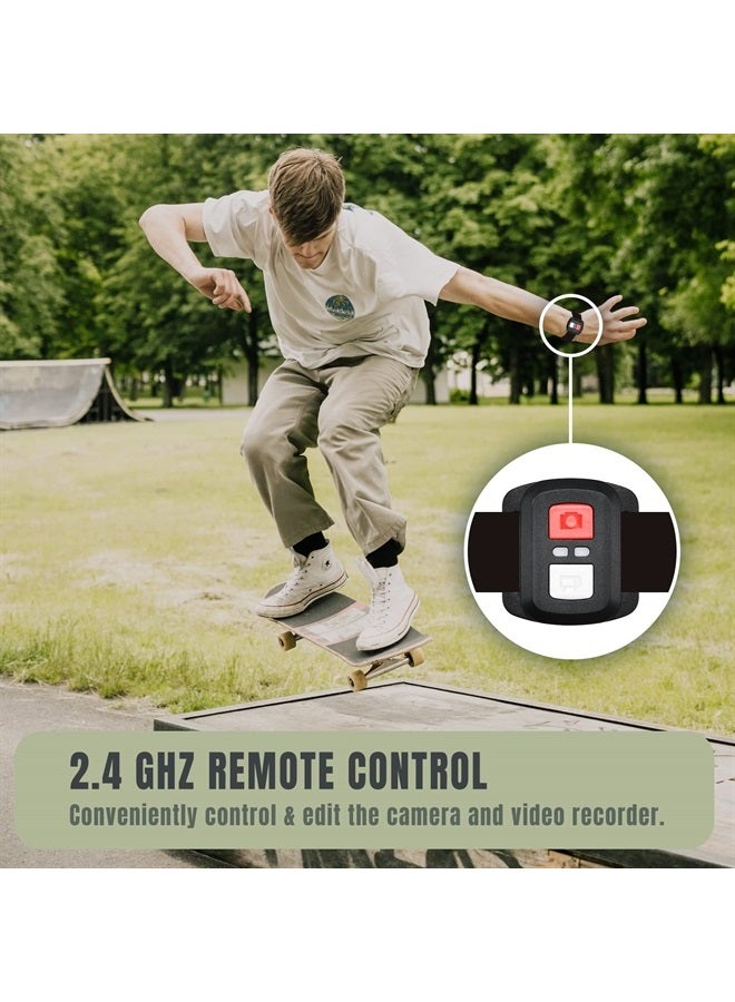 Exprotrek Action Camera 4K 60FPS with Touch Screen,EIS 170 ° Ultra Wide Angle, 40m Waterproof Underwater Remote Control Sports Camera with Helmet Accessories - Image 4