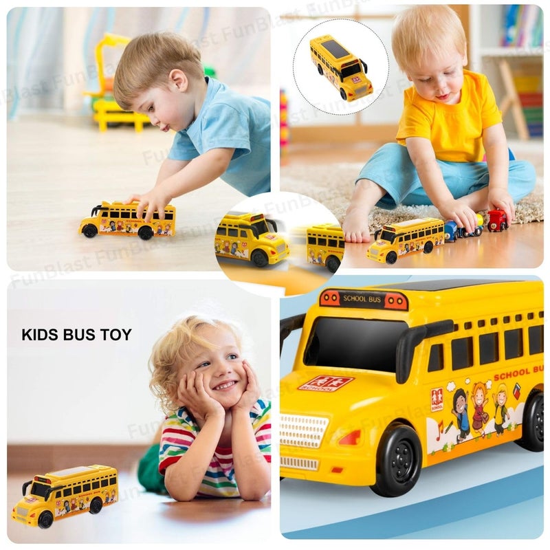 FunBlast لعبة حافلة المدرسة للأطفال، حافلة مدرسية صغيرة تعمل بالطاقة الاحتكاكية مع ضوء و صوت ثلاثي الأبعاد للأطفال، ألعاب موسيقية للأطفال من 3 سنوات فما فوق (متعددة الألوان) - Image 5