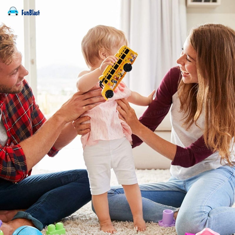 FunBlast لعبة حافلة المدرسة للأطفال، حافلة مدرسية صغيرة تعمل بالطاقة الاحتكاكية مع ضوء و صوت ثلاثي الأبعاد للأطفال، ألعاب موسيقية للأطفال من 3 سنوات فما فوق (متعددة الألوان) - Image 2