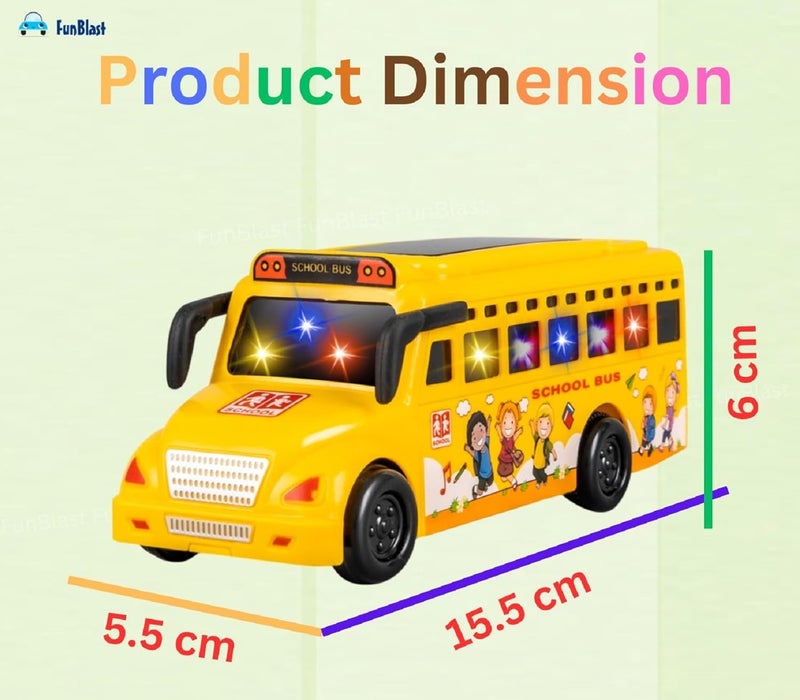 FunBlast لعبة حافلة المدرسة للأطفال، حافلة مدرسية صغيرة تعمل بالطاقة الاحتكاكية مع ضوء و صوت ثلاثي الأبعاد للأطفال، ألعاب موسيقية للأطفال من 3 سنوات فما فوق (متعددة الألوان) - Image 3