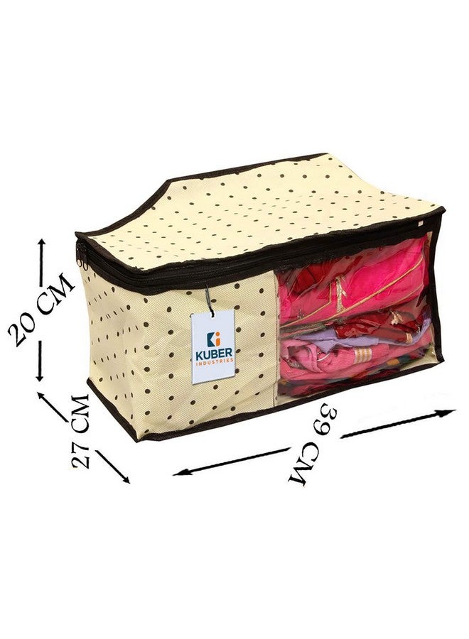 Kuber Industries Polka Dots Blouse cover Bags With Zip|Wardrobe Organizer For Clothes|Washable Small Cloth Bag|Durable Zipper & Transparent Window|Pack of 6 (Black & Beige) - Image 5