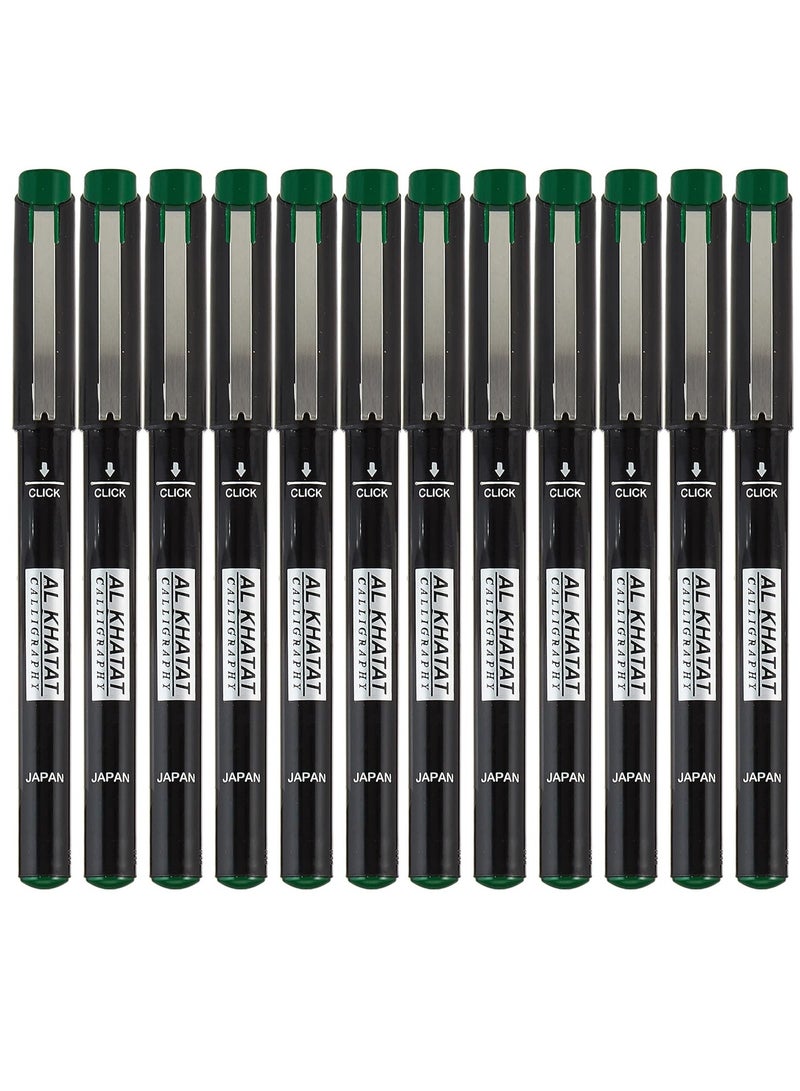 Al Khatat قلم خط عربي 12 قطعة طرف 1 مم حبر أخضر - Image 1