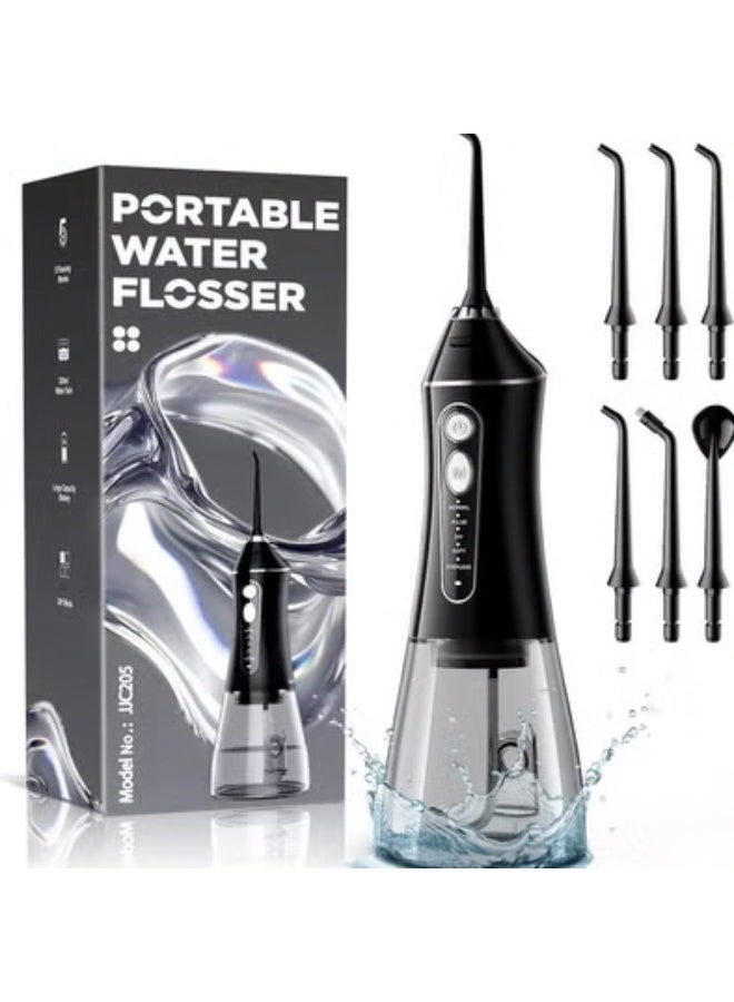 إتش بي إم واي Cordless Water Flosser – 3 Modes and Rechargeable Electric Oral Irrigator for Gum Health, for Home and Travel Use – 380 ml Tank, IPX7 Waterproof Portable Water Flosser – Black - Image 1