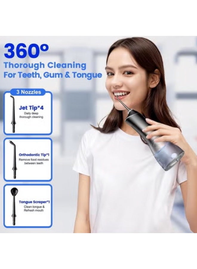 إتش بي إم واي Cordless Water Flosser – 3 Modes and Rechargeable Electric Oral Irrigator for Gum Health, for Home and Travel Use – 380 ml Tank, IPX7 Waterproof Portable Water Flosser – Black - Image 5