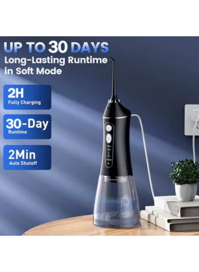 إتش بي إم واي Cordless Water Flosser – 3 Modes and Rechargeable Electric Oral Irrigator for Gum Health, for Home and Travel Use – 380 ml Tank, IPX7 Waterproof Portable Water Flosser – Black - Image 3