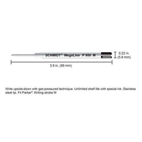 Schmidt P950 Megaline Pressurized Ballpoint Refill Medium, Black, 2 Pack Blister (SC58147) - Image 5