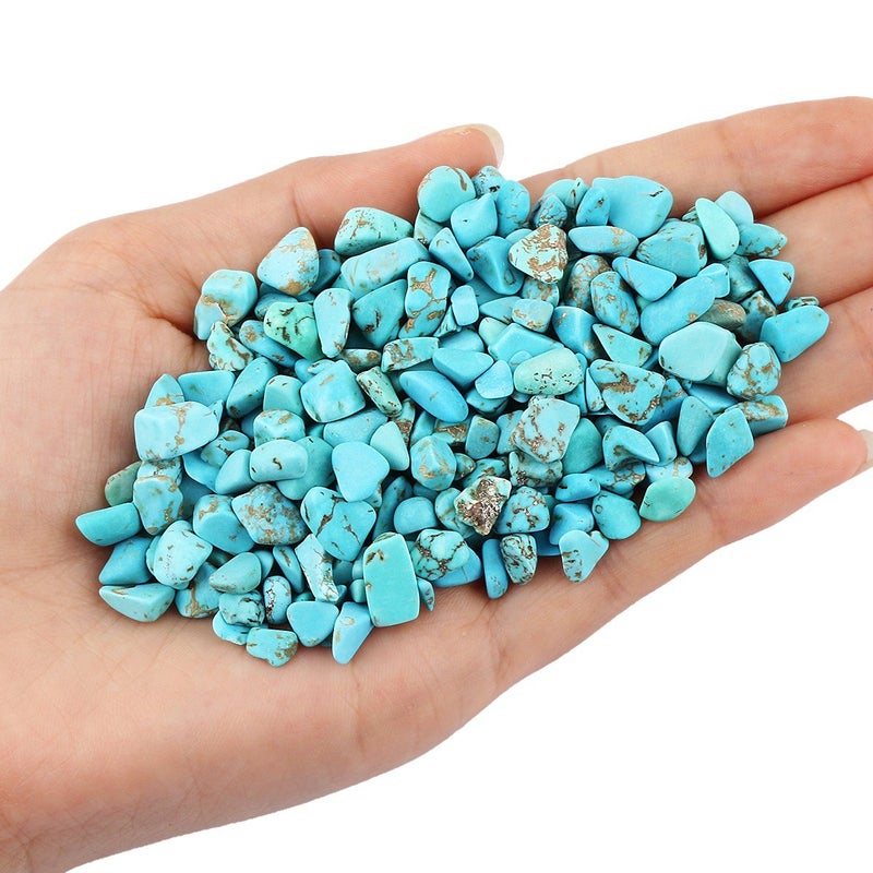 Rockcloud 1 Lb Howlite Turquoise Small Tumbled Chips Crushed Stone Healing Reiki Crystal Jewelry Making Home Decoration - Image 2