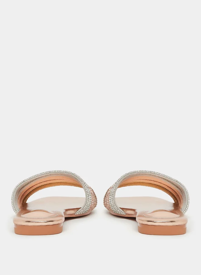 Styli Embellished Multi Strap Flat Sandals