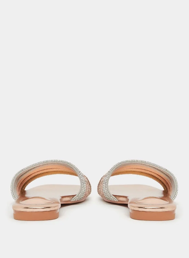 ستايلي صنادل مسطحة متعددة الأشرطة مزينة