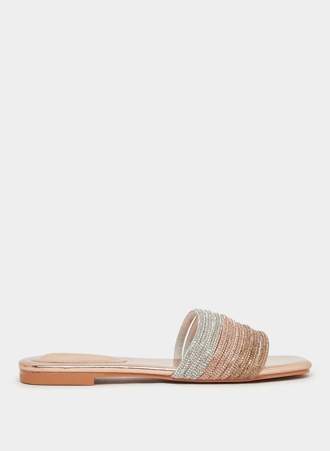 Styli Embellished Multi Strap Flat Sandals - Image 1