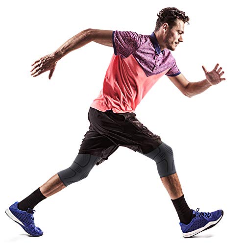 Double Couple 2 Pack Copper Knee Brace Knee Compression Sleeve Support for Men Women Knee Pain Working Out Running Sport Arthritis(Black&Dark Grey,Medium) - Image 3