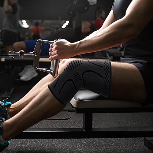 Double Couple 2 Pack Copper Knee Brace Knee Compression Sleeve Support for Men Women Knee Pain Working Out Running Sport Arthritis(Black&Dark Grey,Medium) - Image 5