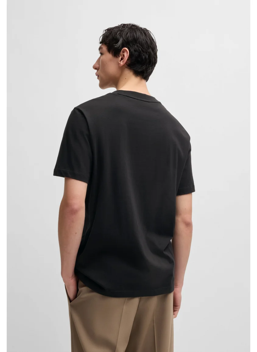 HUGO Cotton-jersey T-shirt with geometric logo embroidery
