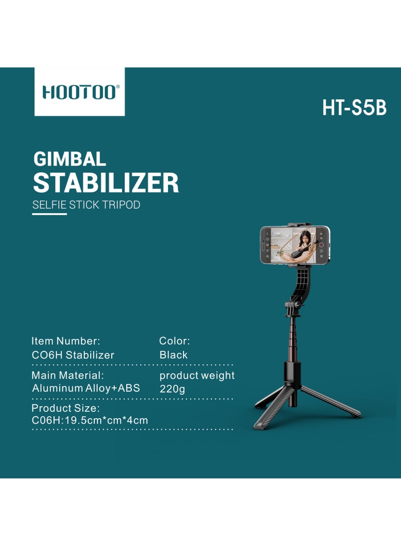 Portable Wireless Bluetooth Selfie stick tripod with gimbal stabilizer works in multiple modes can be used with remote control from Hootoo