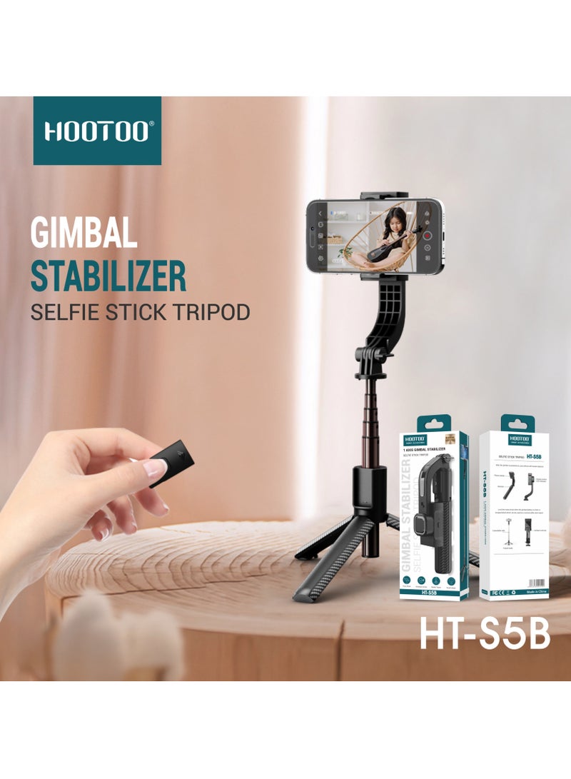Portable Wireless Bluetooth Selfie stick tripod with gimbal stabilizer works in multiple modes can be used with remote control from Hootoo