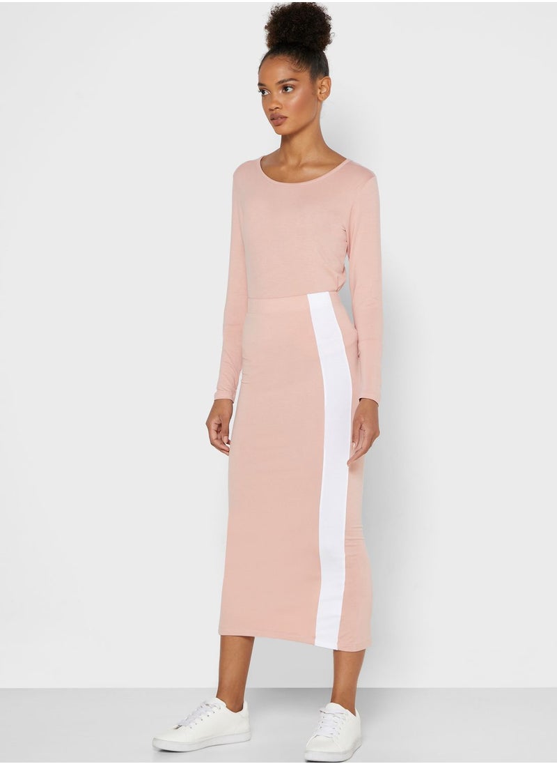 Ginger Basics - Contrast Side Paneled Midi Skirt - Image 1