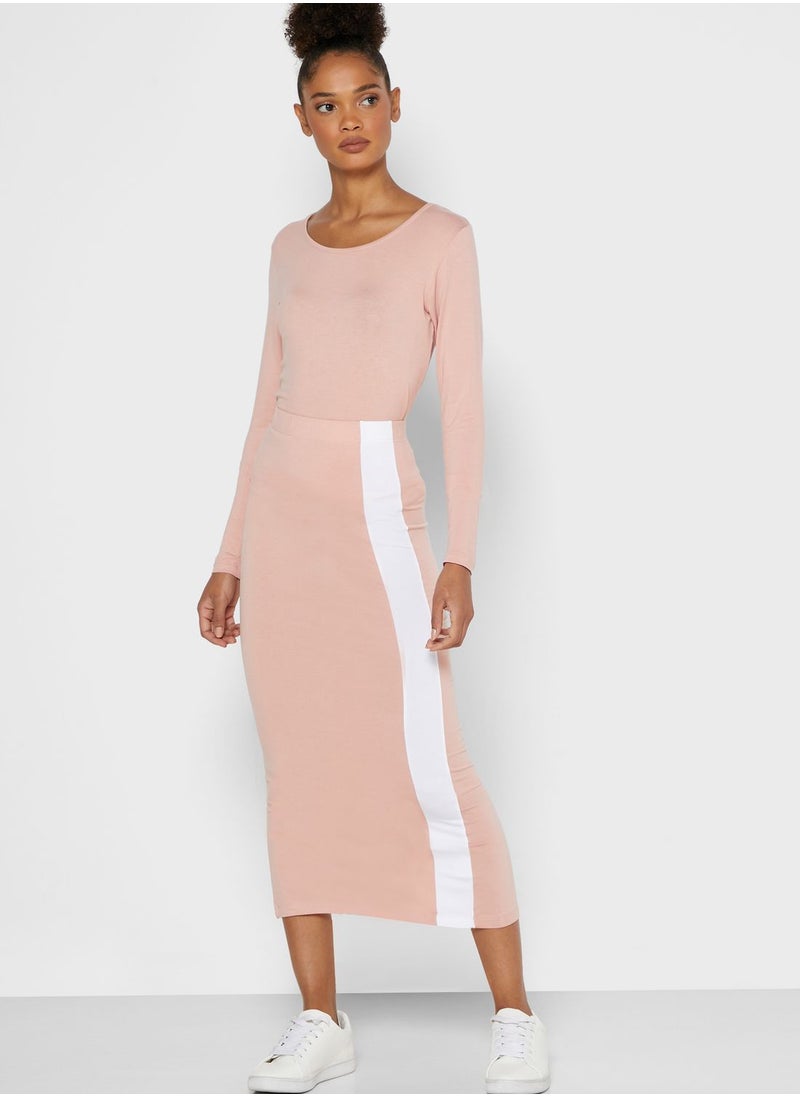 Ginger Basics - Contrast Side Paneled Midi Skirt - Image 1