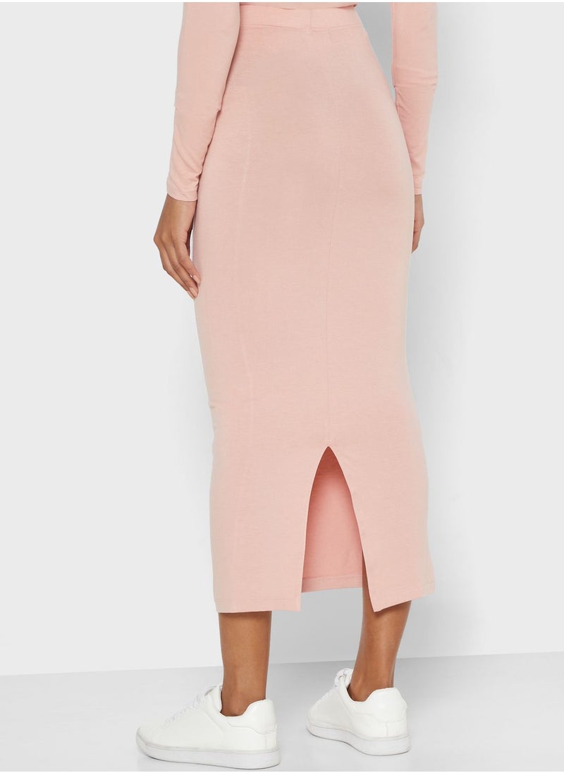 Ginger Basics - Contrast Side Paneled Midi Skirt - Image 1