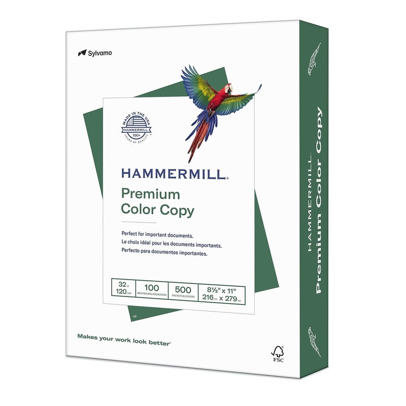 Hammermill Printer Paper, Premium Color 32 Lb Copy Paper, 8.5 x 11 - 1 Ream (500 Sheets) - 100 Bright, Made in the USA, 102630 - Image 1