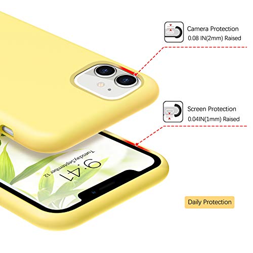 GUAGUA for iPhone 11 Case Liquid Silicone, Phone Case for iPhone 11 6.1 inch Soft Gel Rubber Slim Lightweight Microfiber Lining Cushion Texture Cover Shockproof Protective Anti-Scratch, Yellow - Image 4