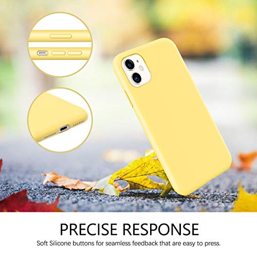 GUAGUA for iPhone 11 Case Liquid Silicone, Phone Case for iPhone 11 6.1 inch Soft Gel Rubber Slim Lightweight Microfiber Lining Cushion Texture Cover Shockproof Protective Anti-Scratch, Yellow - Image 5