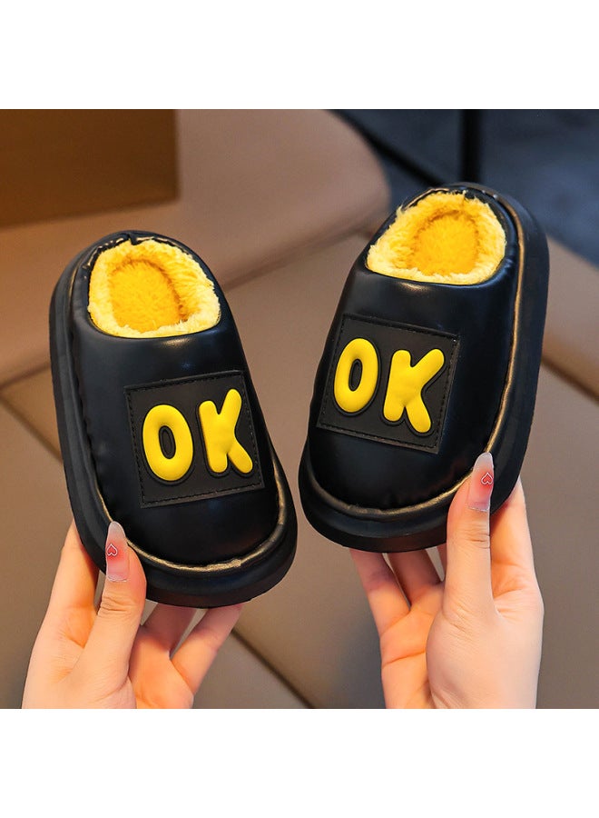 Eva Kidsren's Cotton Slippers, Winter Waterproof, Warm And Velvet-lined, Boys' Family Home Non-slip Thick-soled Baby Cotton Shoes