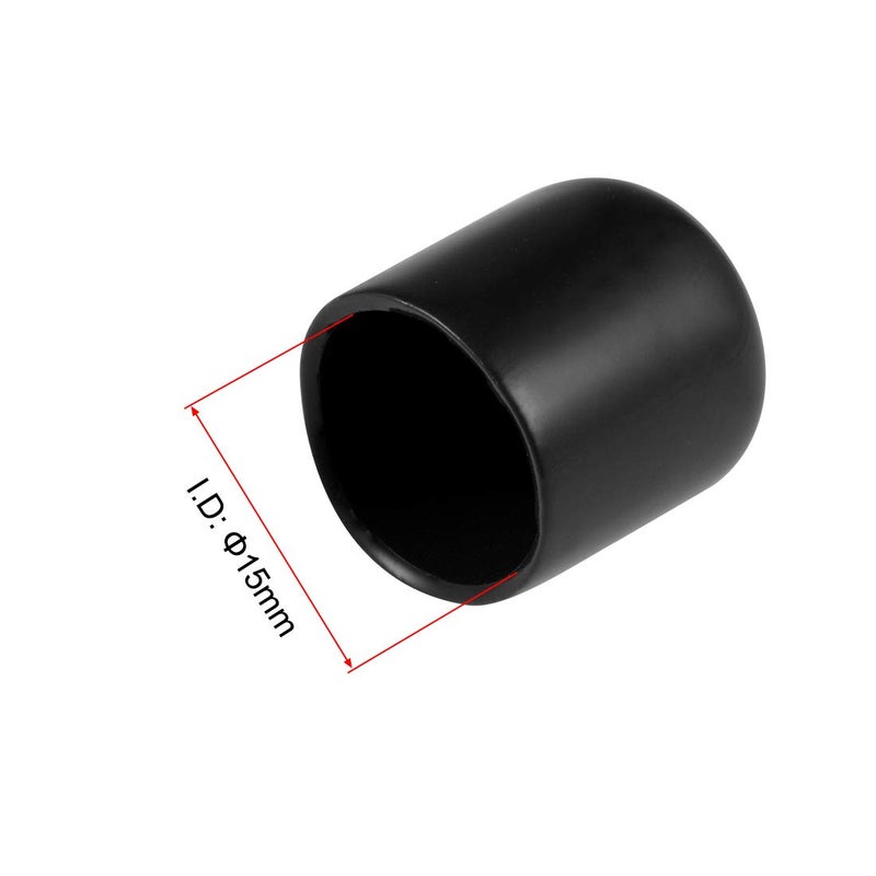 uxcell 10pcs Rubber End Caps 15mm ID Vinyl Round End Cap Cover Screw Thread Protectors Black - Image 3