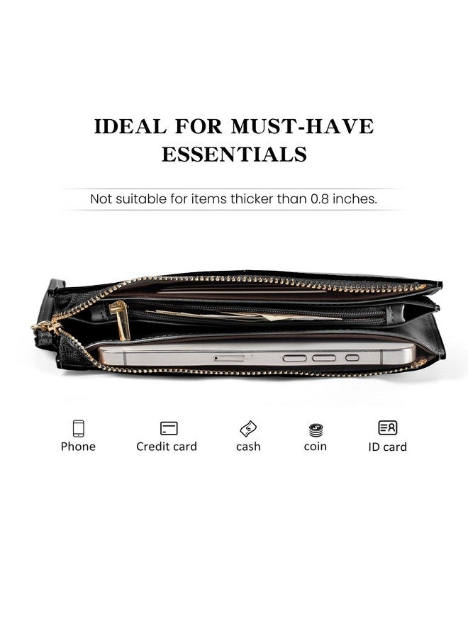 befen befen Genuine Leather Wristlet Clutch for Women Ultra-Slim Ladies Credit Card Holder Wallet Purses with RFID Protection (Black.)  - Image 3