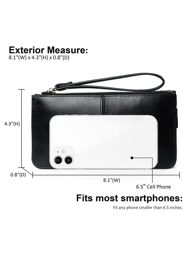 befen befen Genuine Leather Wristlet Clutch for Women Ultra-Slim Ladies Credit Card Holder Wallet Purses with RFID Protection (Black.)  - Image 4