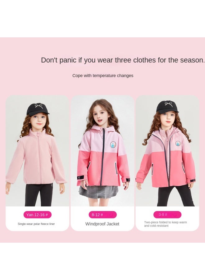 DEESHA 【3-in-1 نسيج مقاوم للعوامل الجوية】طقم سترة من الف fleece بغطاء للرأس ثنائي القطعة بألوان متعددة للنساء والأطفال في الخريف/الشتاء - Image 4