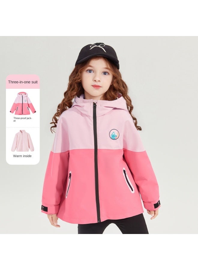 DEESHA 【3-in-1 نسيج مقاوم للعوامل الجوية】طقم سترة من الف fleece بغطاء للرأس ثنائي القطعة بألوان متعددة للنساء والأطفال في الخريف/الشتاء - Image 3