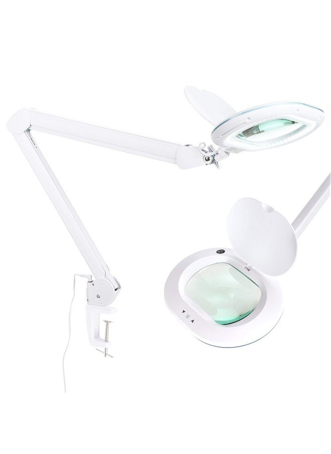 برايت تك مصباح مكتبي مكبر Lightview Pro Xl مع مشبك، عدسة مكبرة قابلة للتعديل مع ضوء LED للحرف اليدوية والقراءة والعمل عن قرب، عدسة مكبرة قابلة للتعتيم مع عدسة زجاجية عريضة  - Image 1