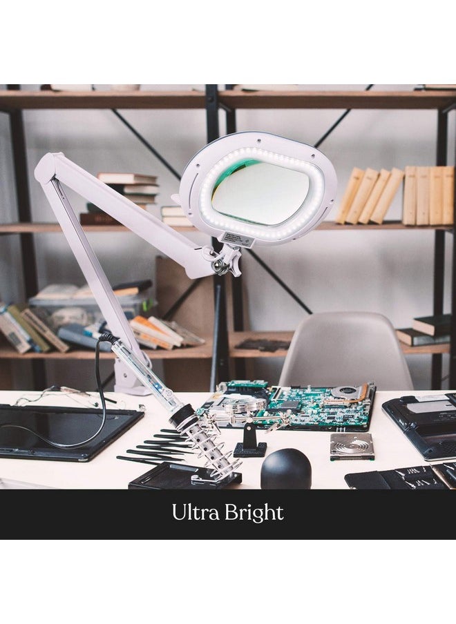 برايت تك مصباح مكتبي مكبر Lightview Pro Xl مع مشبك، عدسة مكبرة قابلة للتعديل مع ضوء LED للحرف اليدوية والقراءة والعمل عن قرب، عدسة مكبرة قابلة للتعتيم مع عدسة زجاجية عريضة  - Image 3