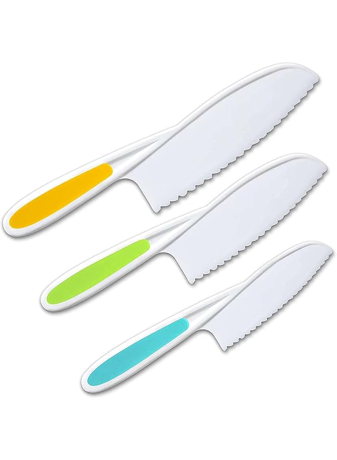 S-TOP 3 Piece Set Of Children’S Cooking Tools-Firm Grip, Jagged Edges And Safety-Colored Nylon Children’S Cooking Can Cut Fruits, Salads, Cakes, Lettuce (Multi-Color) - Image 1