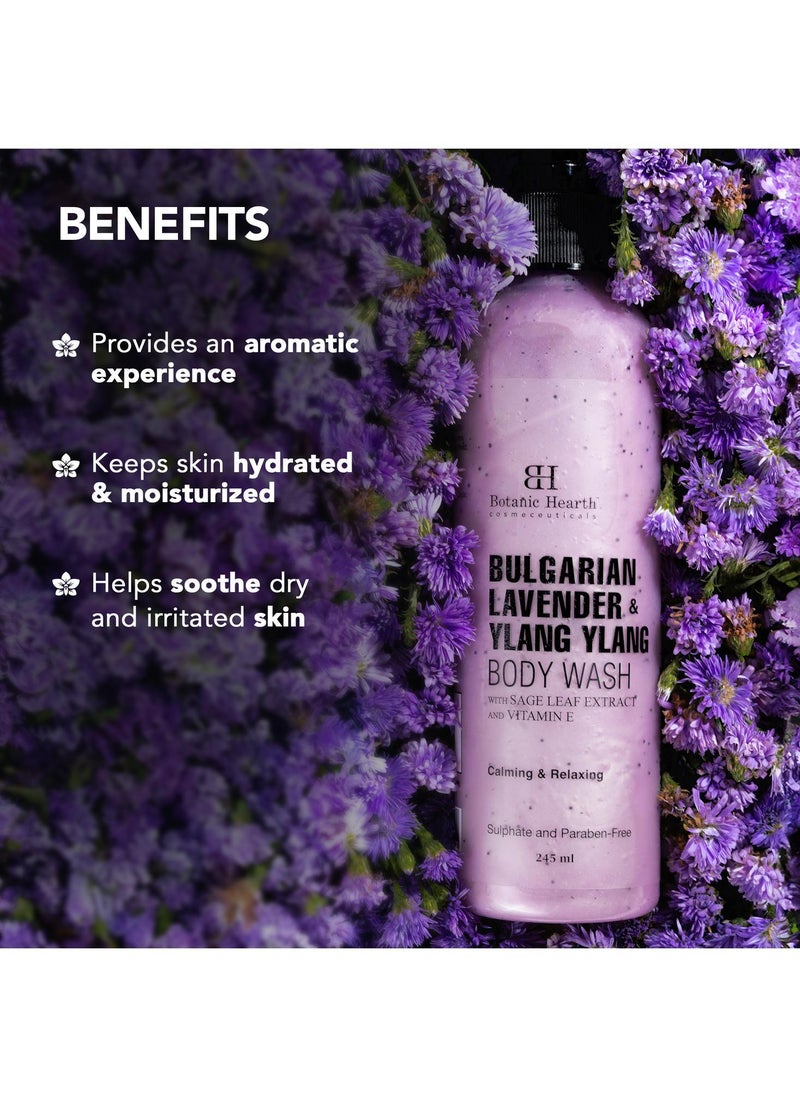 Botanic Hearth - Botanic Hearth Bulgarian Lavender Body Wash with Ylang Ylang, Vitamin E & Sage Leaf | Calming Body Wash Shower Gel for Women and Men | Sulphate & Paraben Free | 245ml - Image 1