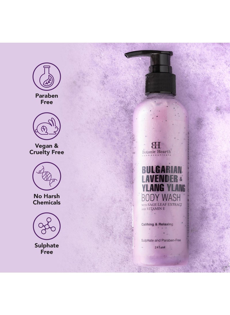 Botanic Hearth - Botanic Hearth Bulgarian Lavender Body Wash with Ylang Ylang, Vitamin E & Sage Leaf | Calming Body Wash Shower Gel for Women and Men | Sulphate & Paraben Free | 245ml - Image 1