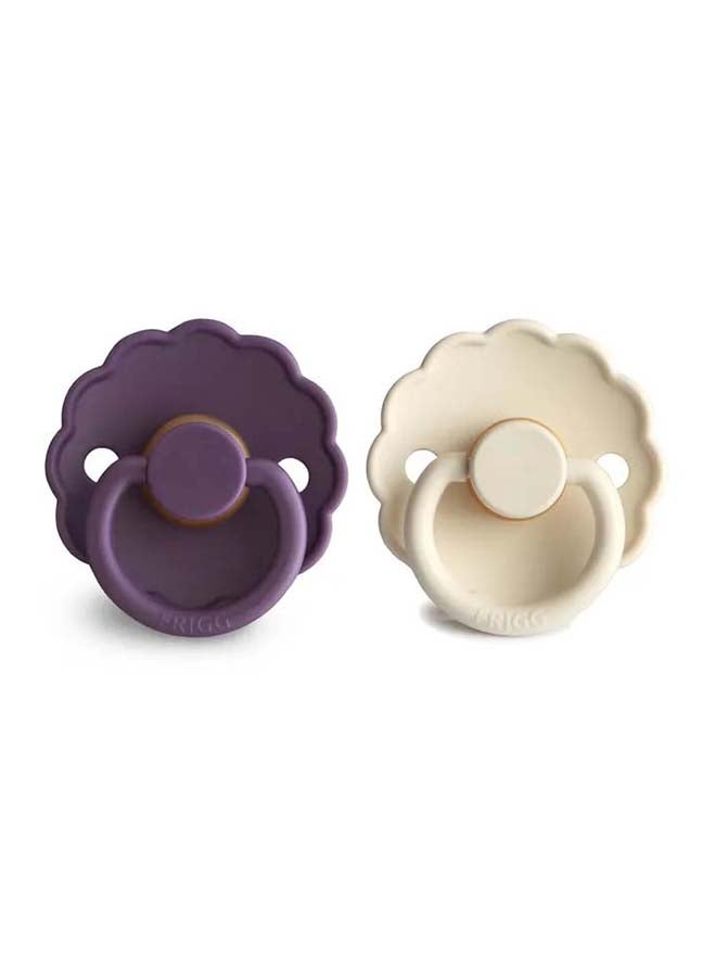 FRIGG Daisy Latex Baby Pacifier 0-6M 2-Pack Violet Dream/Cream - Size 1