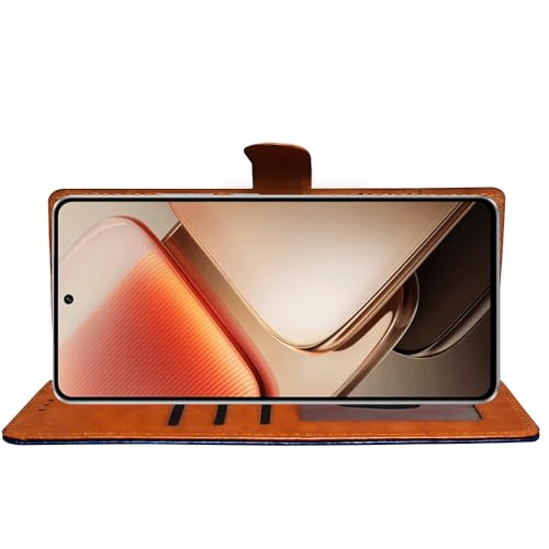 Casotec Flip Cover Back Case for iQOO Neo 10R 5G | Premium Leather Finish | Inbuilt Pockets & Stand | Flip Cover Back Case for iQOO Neo 10R 5G (CamelBlue) - Image 5