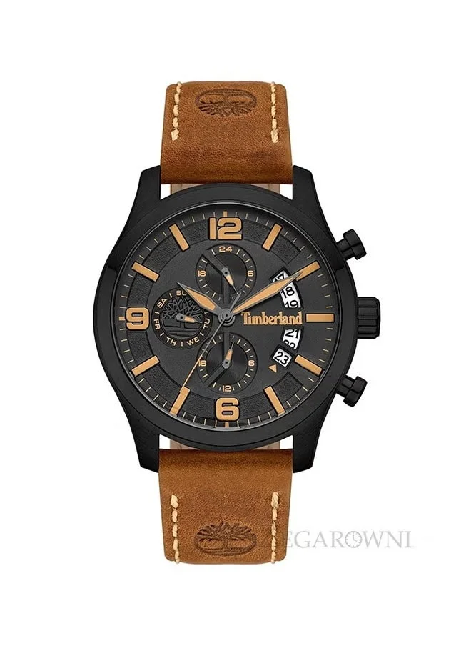 Timberland Westborough Chronograph Watch With Black Dial And Tan Leather Strap For Men