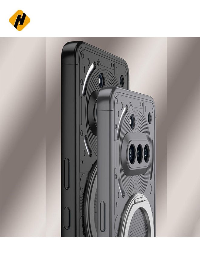 Protective Cover For Nothing Phone 3a GKK Full Coverage MagSafe PC Phone Case with Holder (Black)