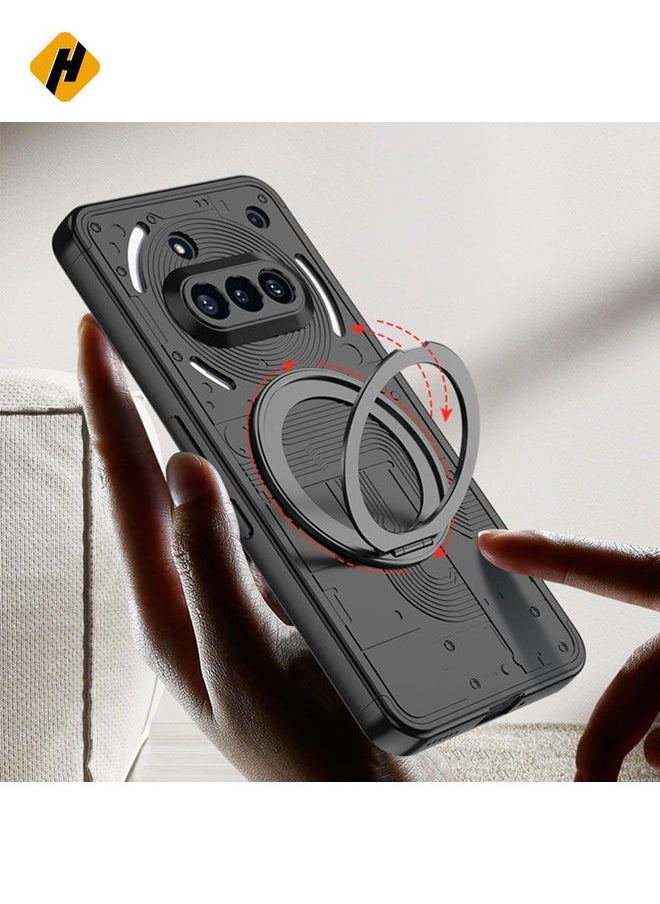 Protective Cover For Nothing Phone 3a GKK Full Coverage MagSafe PC Phone Case with Holder (Black)