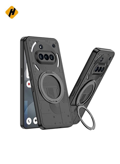 Protective Cover For Nothing Phone 3a GKK Full Coverage MagSafe PC Phone Case with Holder (Black)