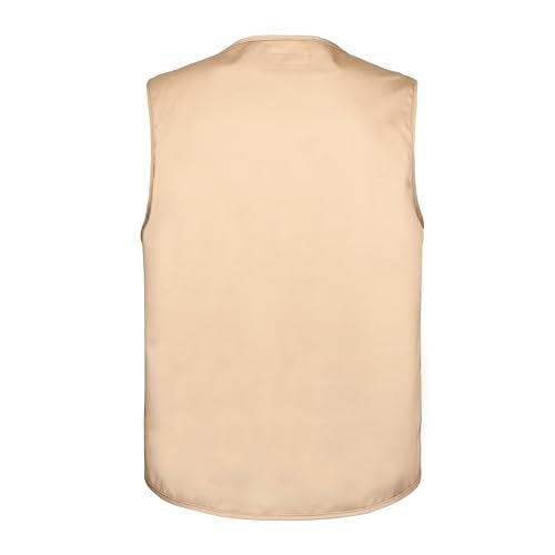 LISUHEPEAL Men’s Fishing Vest Summer Outdoor Work Safari Travel Photo Vest with Multi Pockets (S18-Light Camel，XL) - Image 2