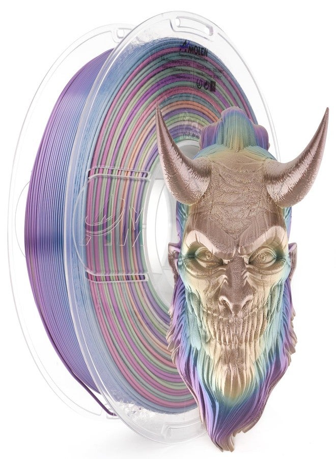 AMOLEN خيوط طباعة ثلاثية الأبعاد من نوع AMOLEN Silk PLA، خيوط PLA لامعة متعددة الألوان بتصميم قوس قزح كينجفيشر 1.75 مم، خيوط طباعة ثلاثية الأبعاد PLA متغيرة اللون متدرجة لمعظم طابعات FDM ثلاثية الأبعاد، أزرق بنفسجي أصفر، 1 كجم (2.2 رطل) - Image 1