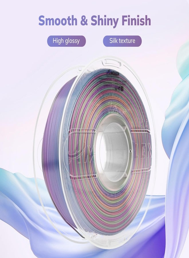 AMOLEN خيوط طباعة ثلاثية الأبعاد من نوع AMOLEN Silk PLA، خيوط PLA لامعة متعددة الألوان بتصميم قوس قزح كينجفيشر 1.75 مم، خيوط طباعة ثلاثية الأبعاد PLA متغيرة اللون متدرجة لمعظم طابعات FDM ثلاثية الأبعاد، أزرق بنفسجي أصفر، 1 كجم (2.2 رطل) - Image 2